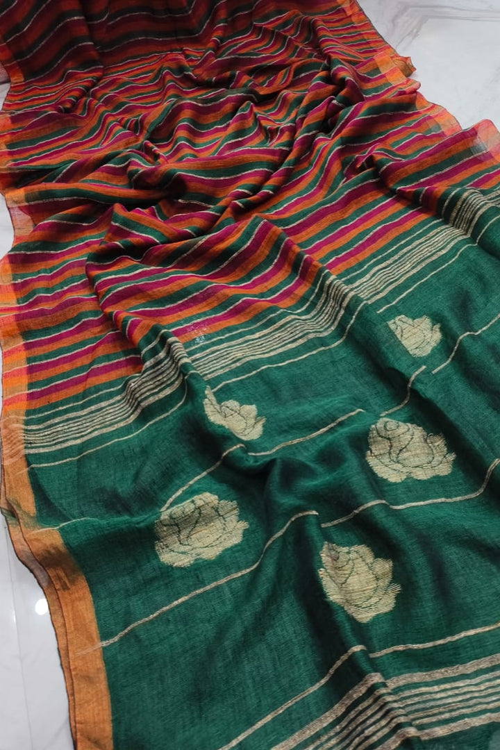 Beauty In Routine linen Banarasi Saree