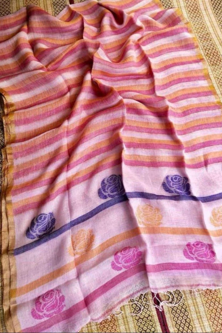 Beauty In Routine linen Banarasi Saree