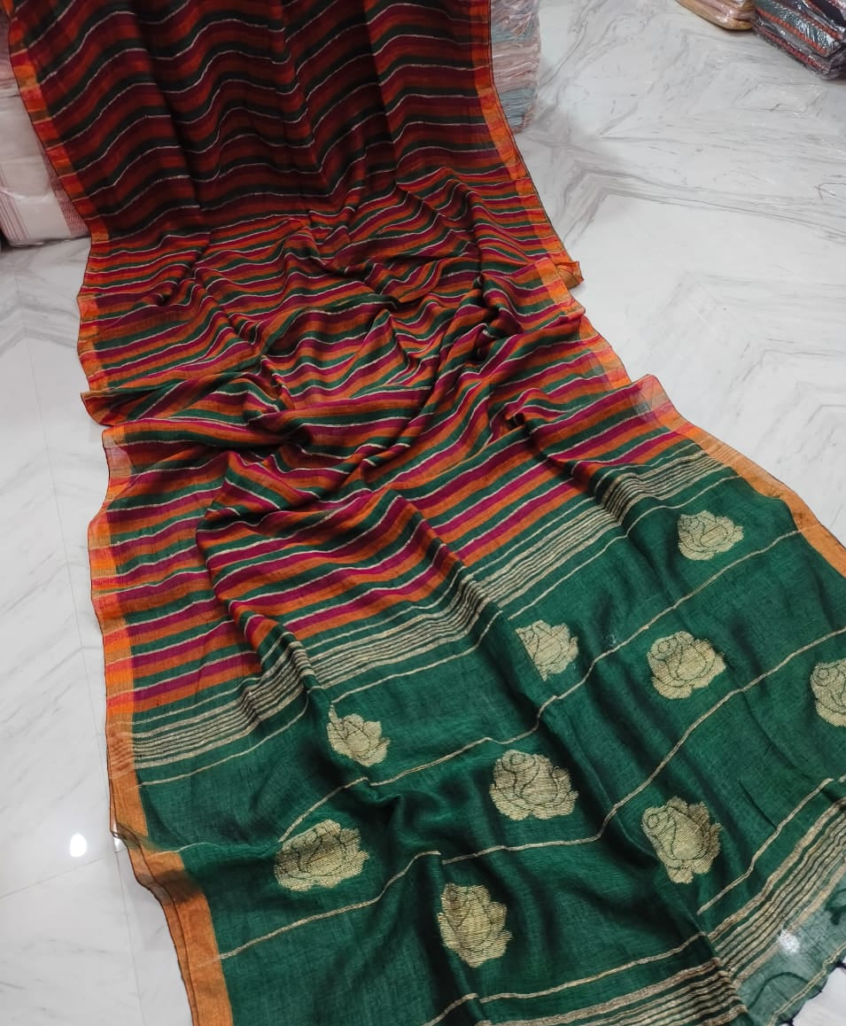 Beauty In Routine linen Banarasi Saree