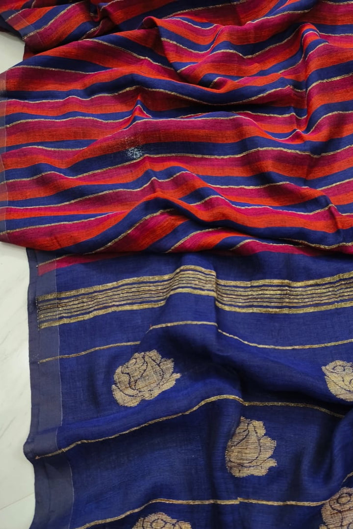 Beauty In Routine linen Banarasi Saree