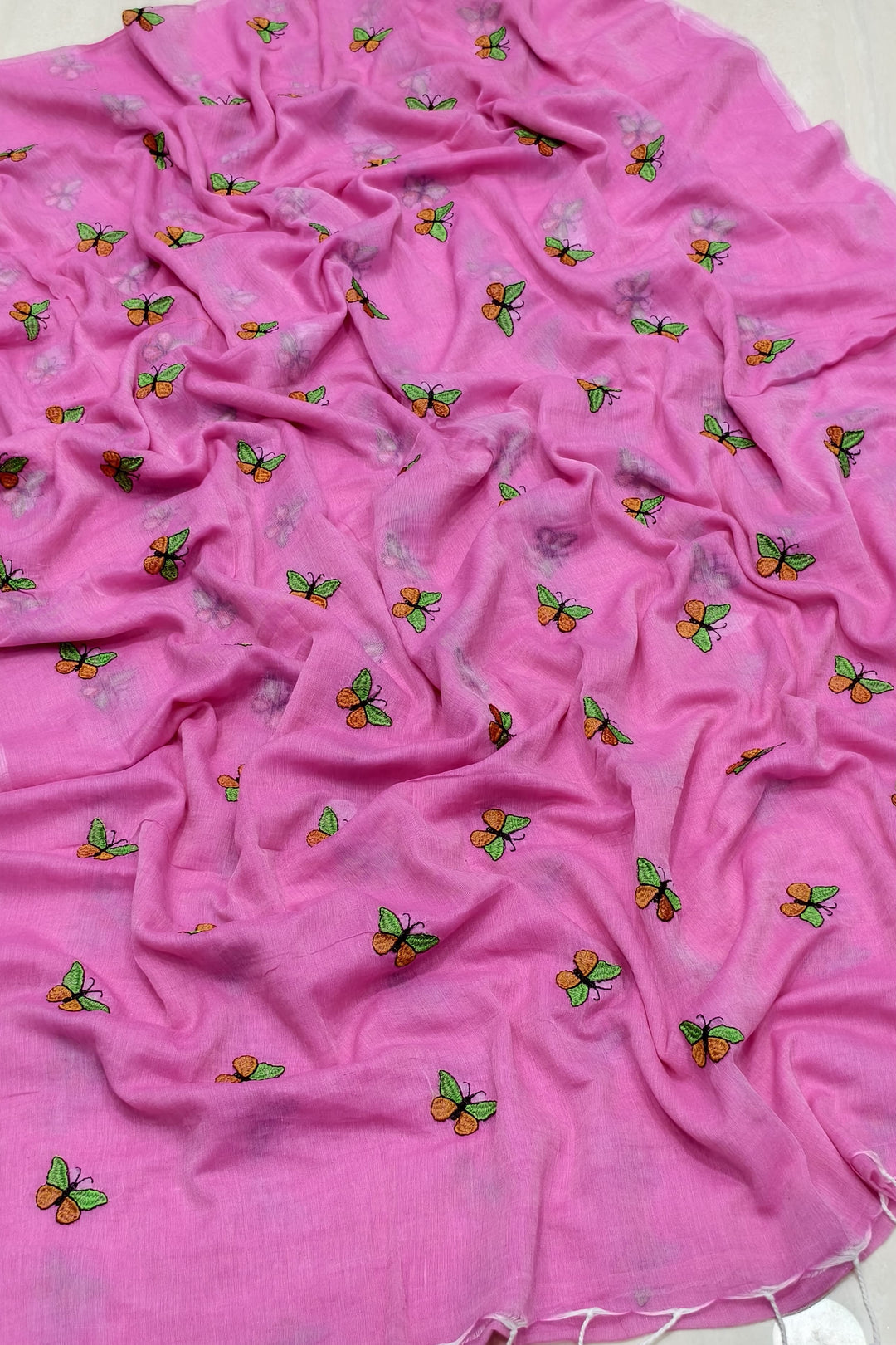Ashni Mul Cotton Pink Saree