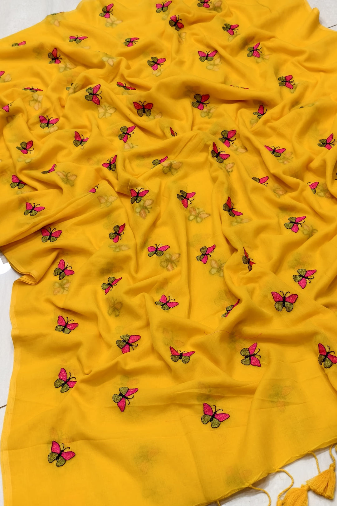 Ashni Mul Cotton Yellow Saree