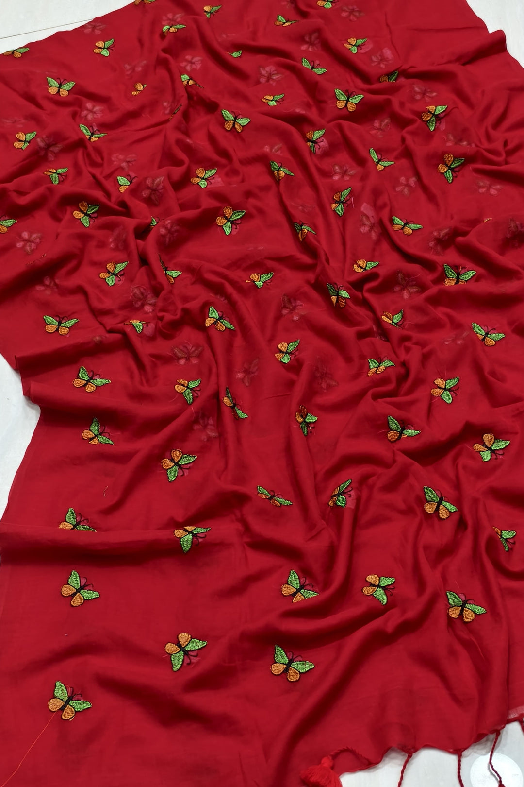 Ashni Mul Cotton Red Saree
