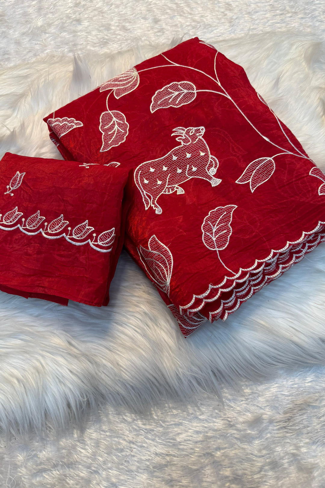 Cherish With Love Crush Red Silk Saree