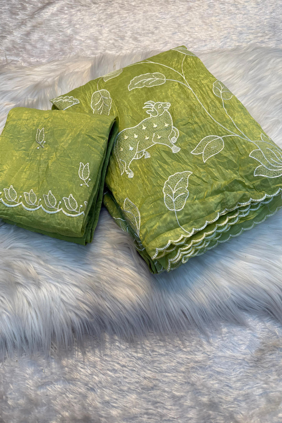 Cherish With Love Crush Green Silk Saree