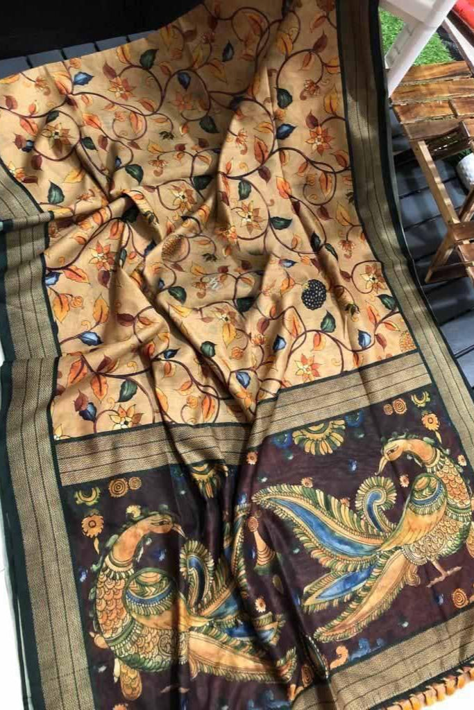 Special Kalamkari Fancy Linen Saree