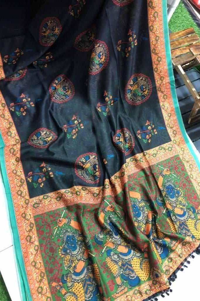 Special Kalamkari Fancy Linen Saree