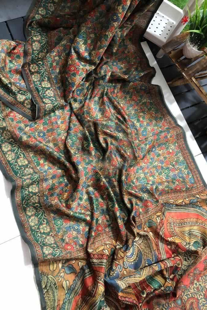 Special Kalamkari Fancy Linen Saree