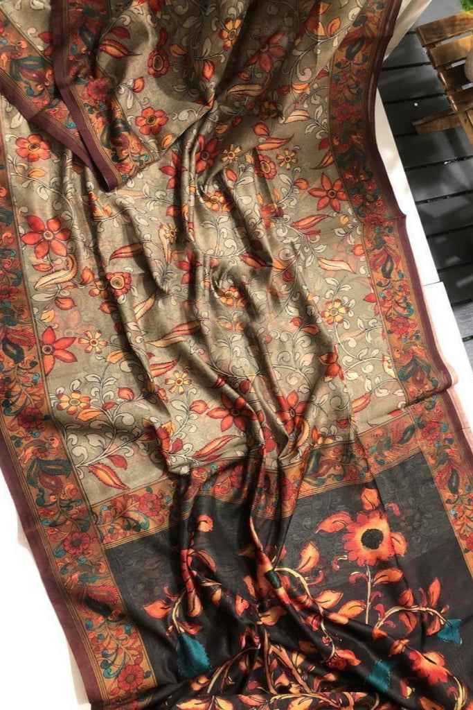 Special Kalamkari Fancy Linen Saree