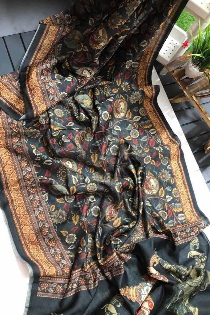 Special Kalamkari Fancy Linen Saree
