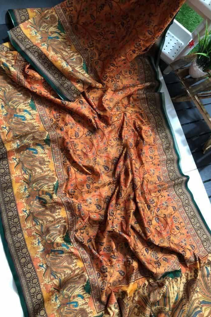Special Kalamkari Fancy Linen Saree