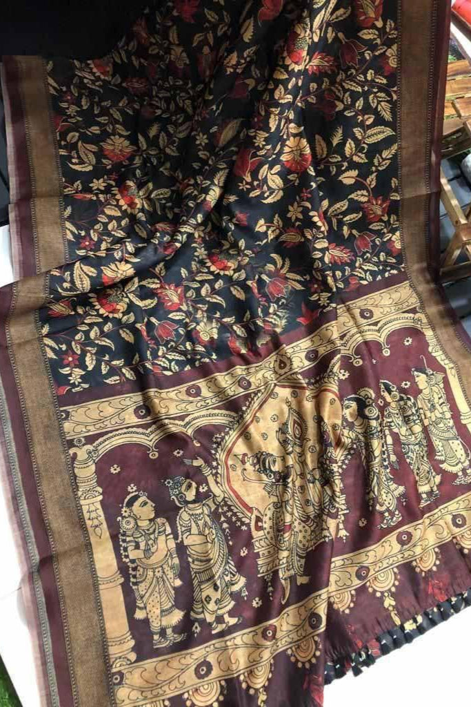 Special Kalamkari Fancy Linen Saree