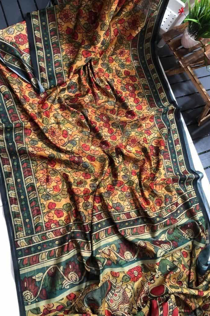 Special Kalamkari Fancy Linen Saree