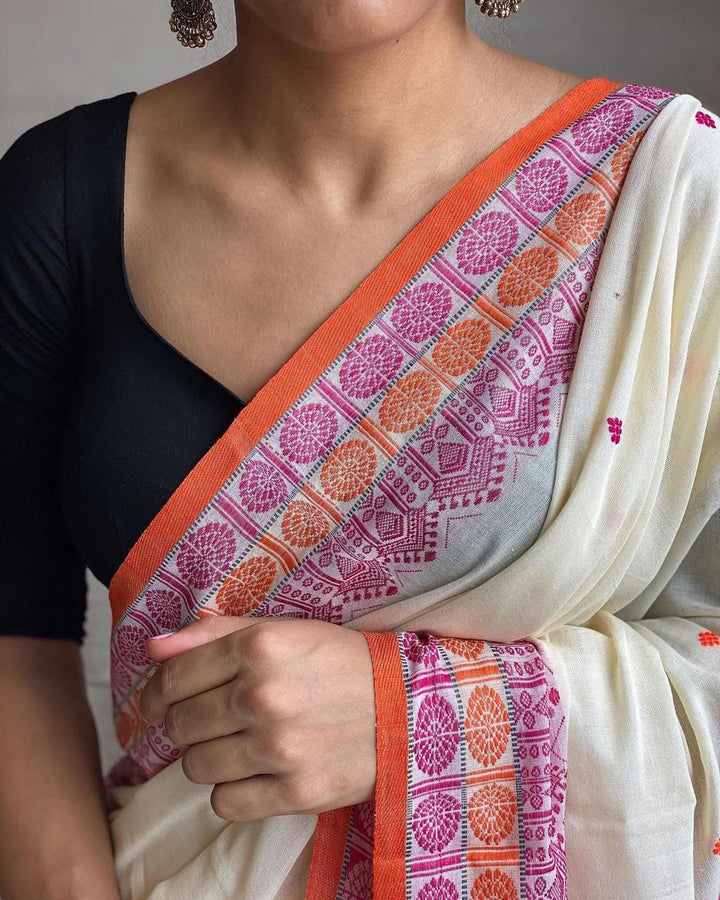 Assam Khadi Jamdani Cotton Saree