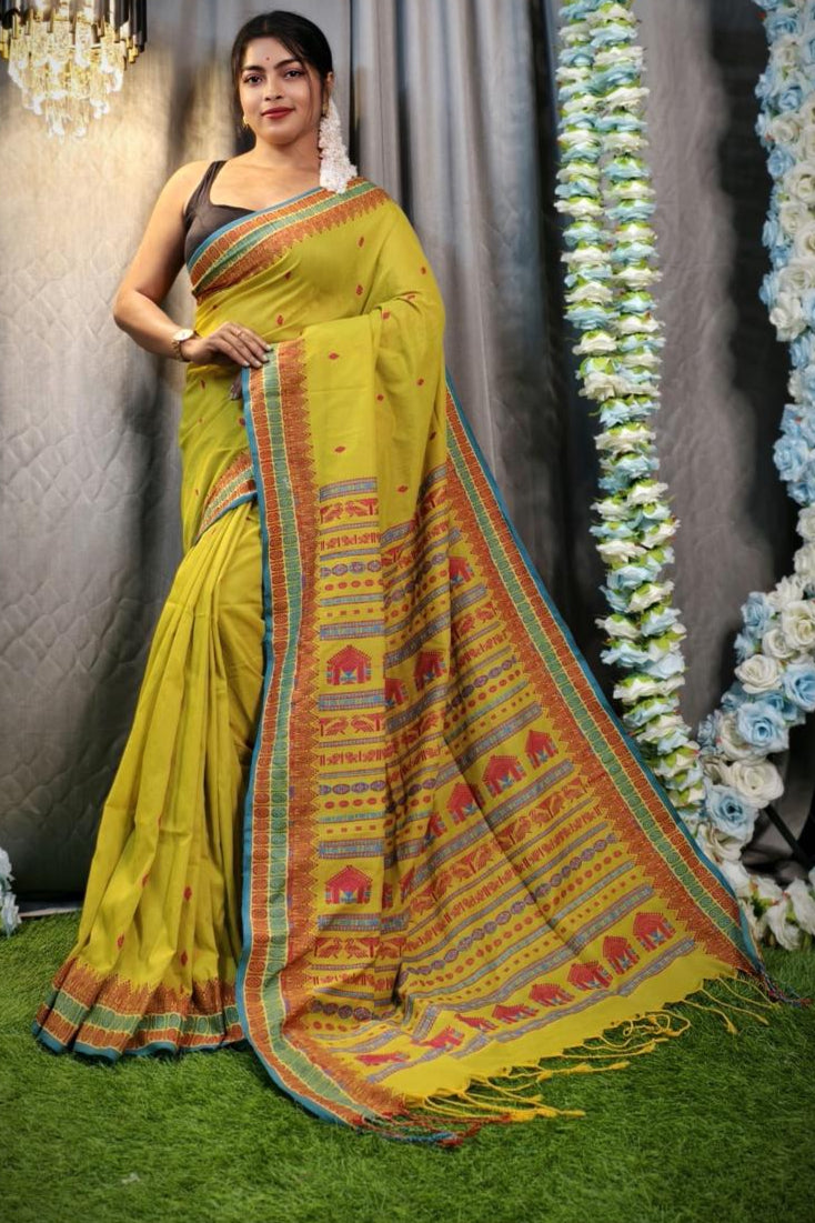 Assam Khadi Jamdani Cotton Saree
