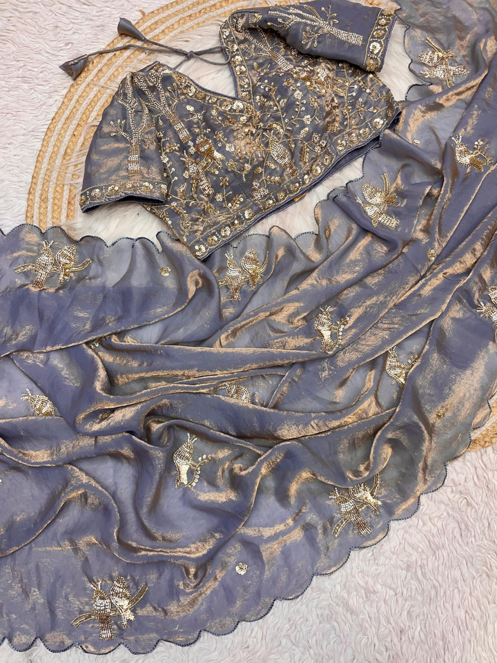 Crush With Designer Satin Silk Saree