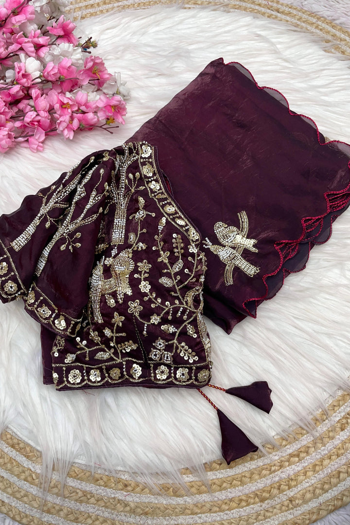 Crush With Designer Satin Silk Saree