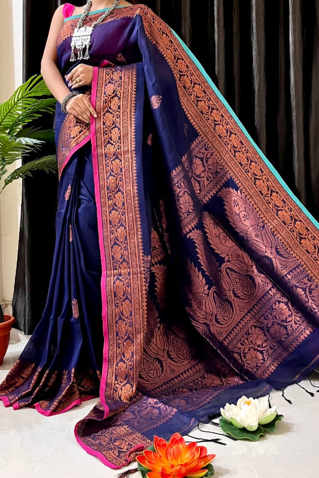 Rooptuli linen Banarasi Saree