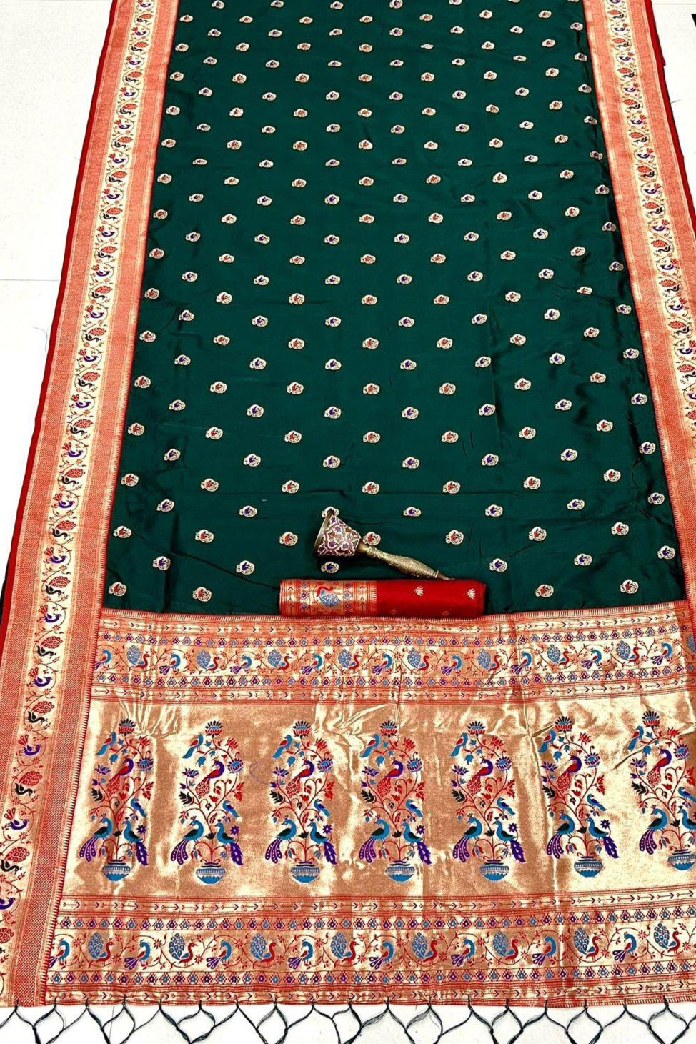 From River Roots Kanchivaram Paithani Black Silk Saree