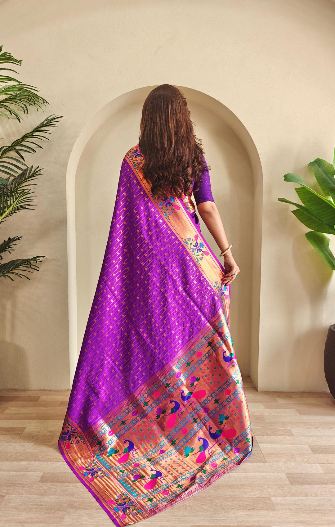 Autumn Leaves Paithani Silk Saree