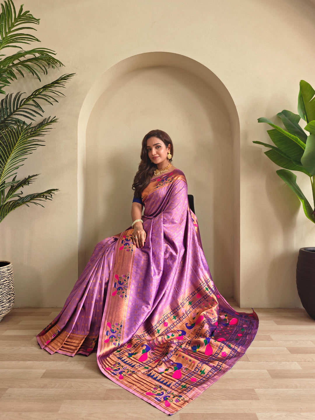 Autumn Leaves Paithani Silk Saree