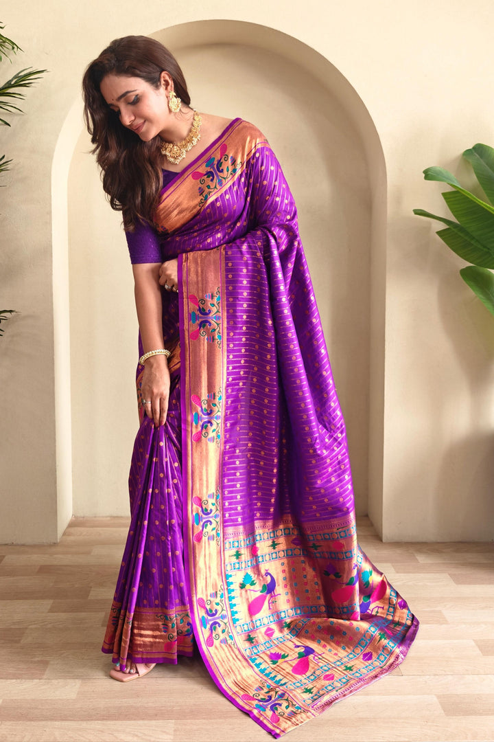 Autumn Leaves Paithani Silk Saree