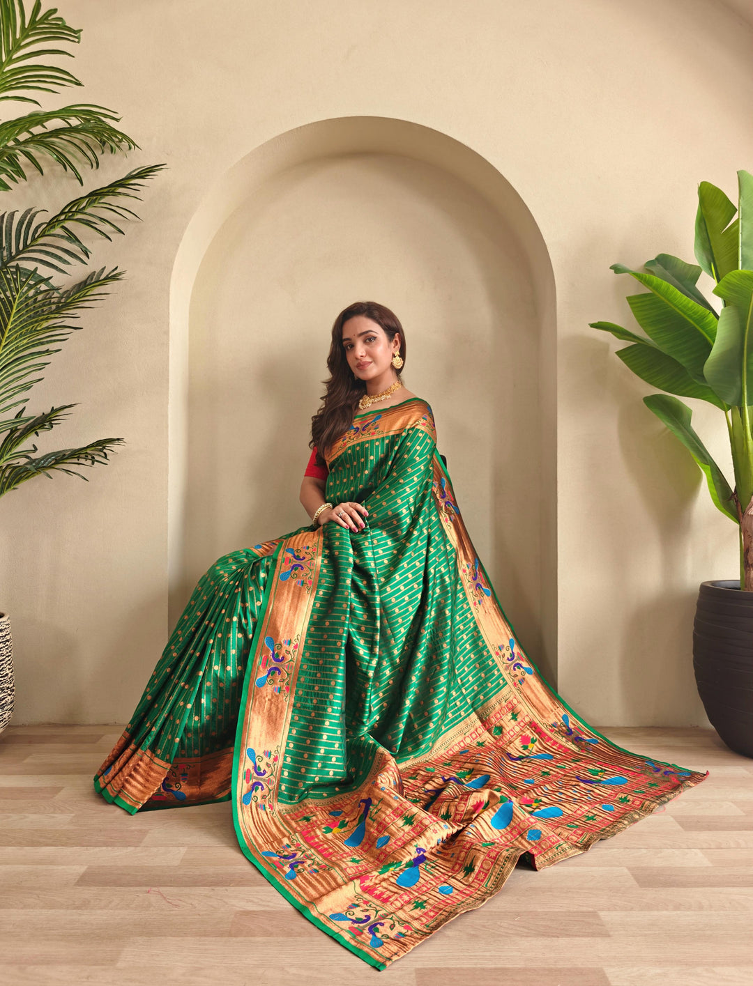 Autumn Leaves Paithani Silk Saree