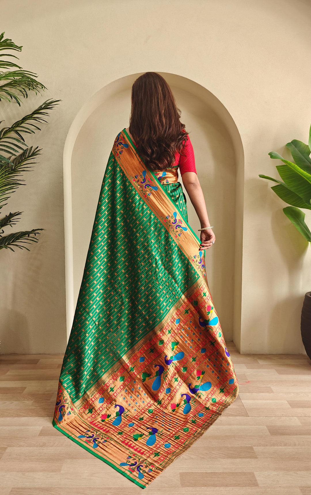 Autumn Leaves Paithani Silk Saree
