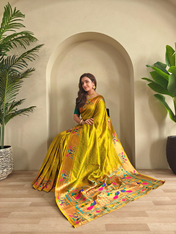 Autumn Leaves Paithani Silk Saree