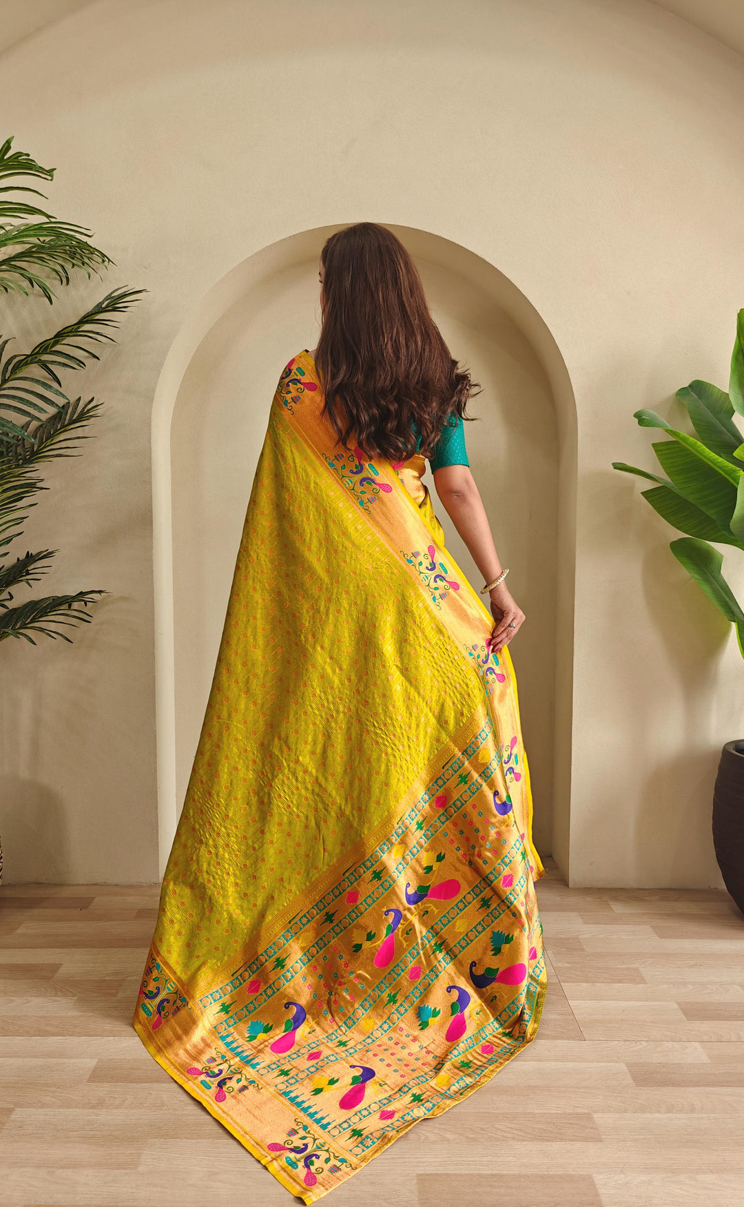 Autumn Leaves Paithani Silk Saree