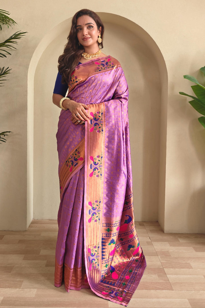 Autumn Leaves Paithani Silk Saree