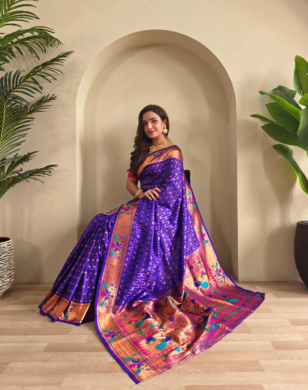 Autumn Leaves Paithani Silk Saree