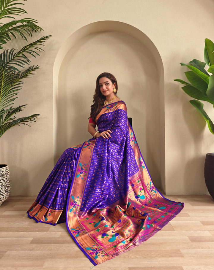 Autumn Leaves Paithani Silk Saree