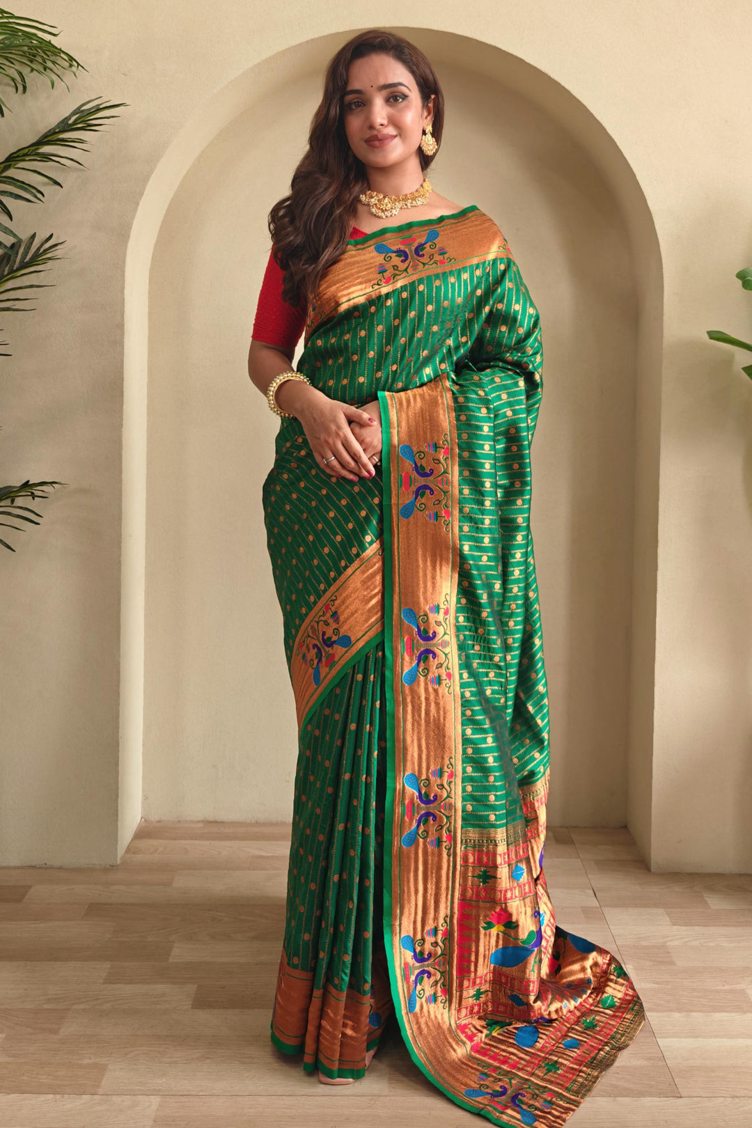Autumn Leaves Paithani Silk Saree