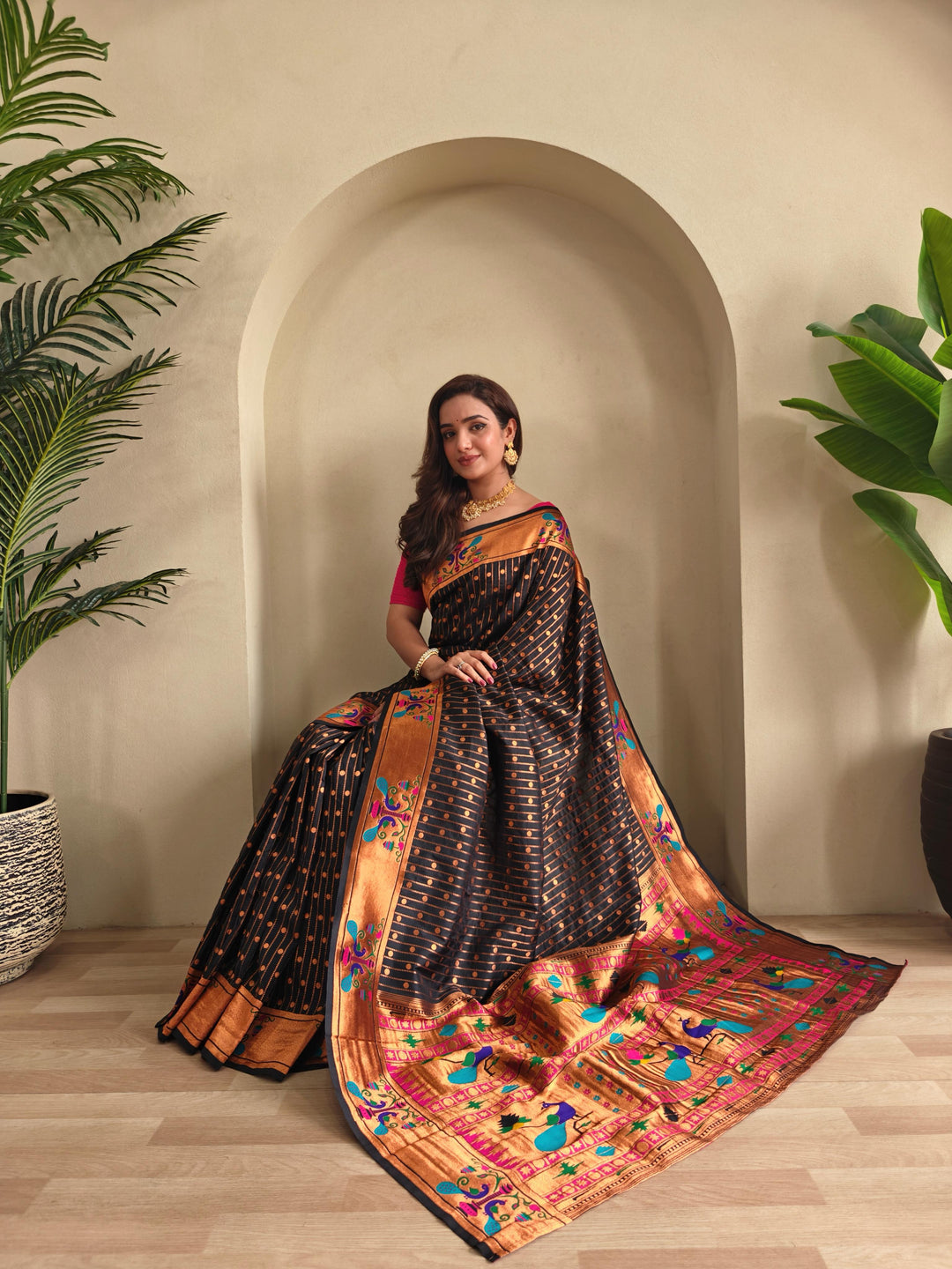 Autumn Leaves Paithani Silk Saree