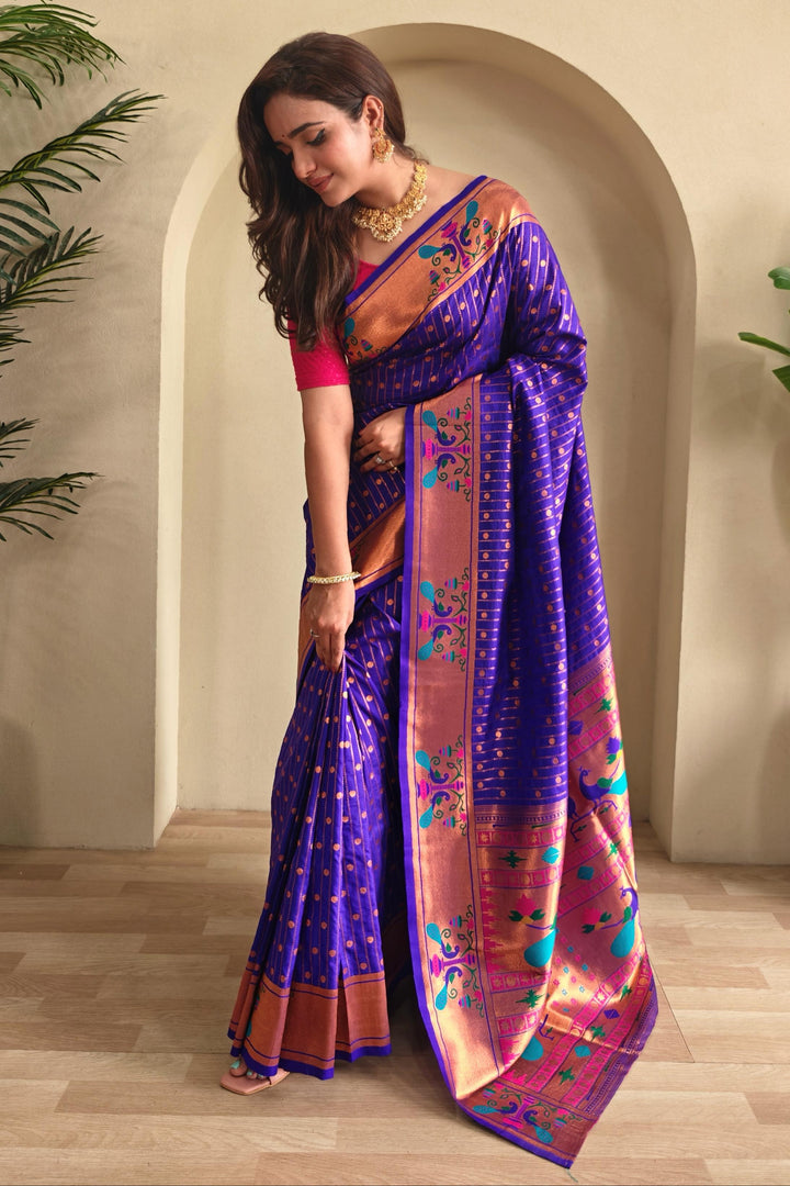 Autumn Leaves Paithani Silk Saree