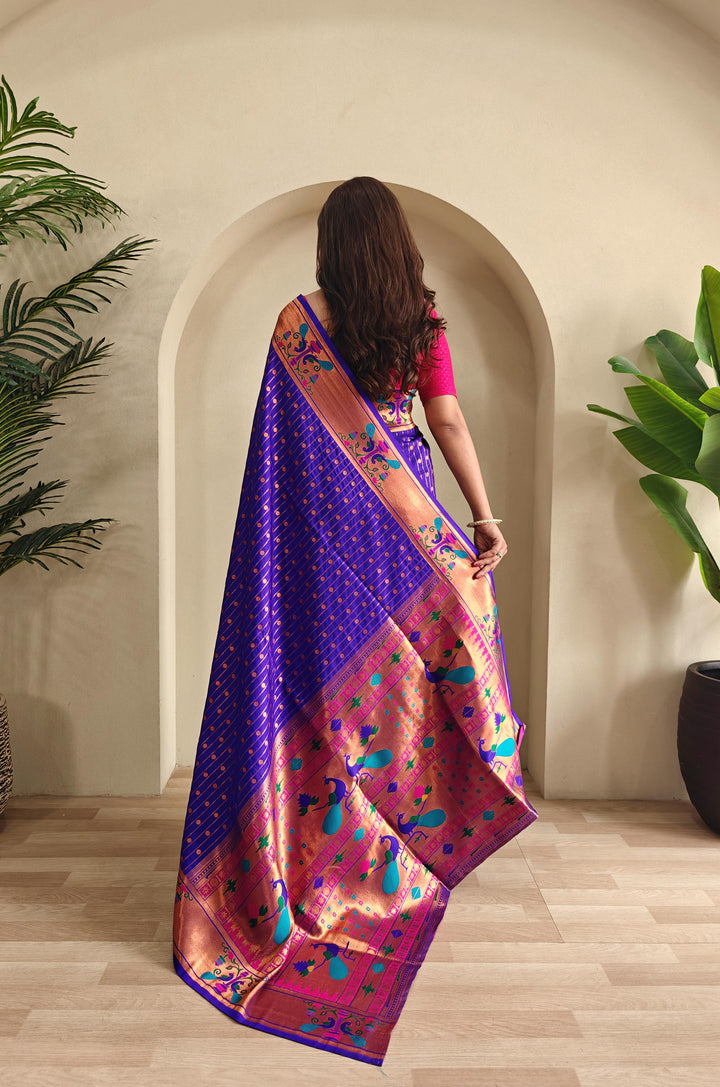 Autumn Leaves Paithani Silk Saree