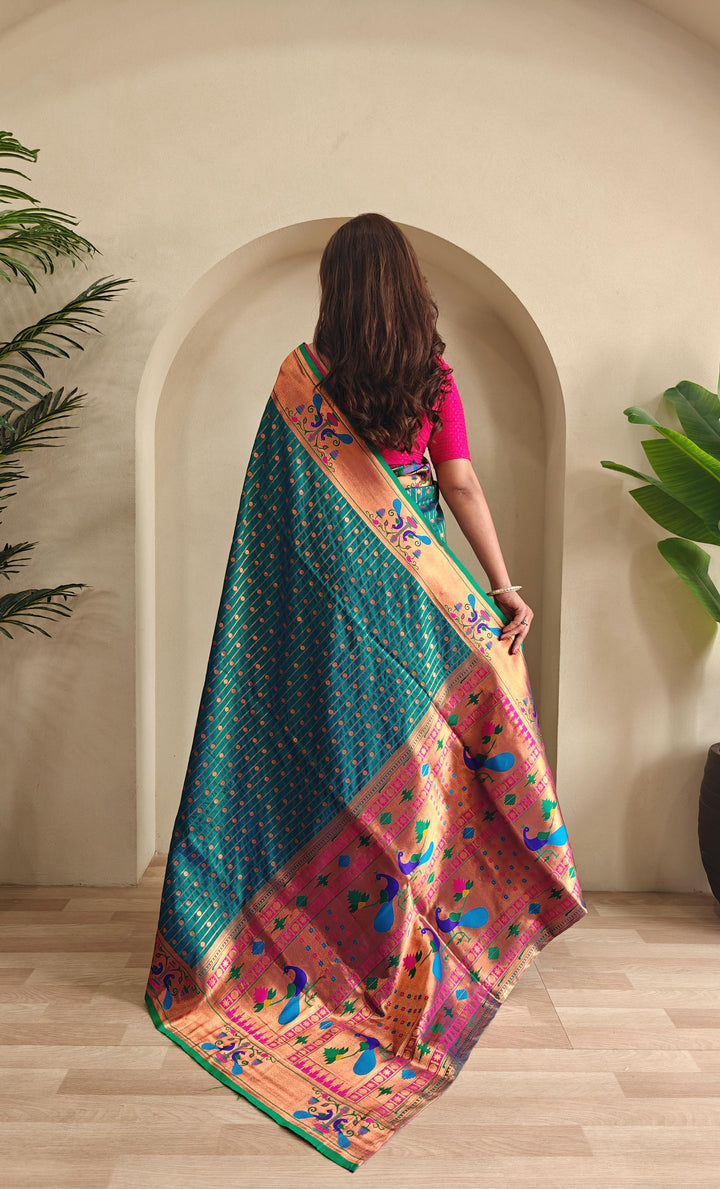 Autumn Leaves Paithani Silk Saree