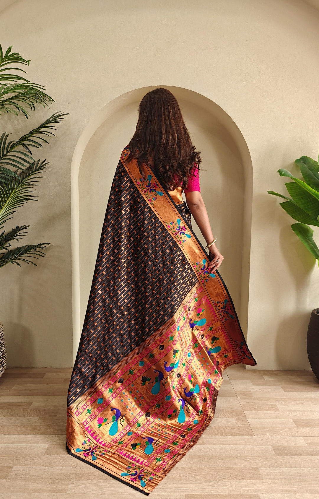 Autumn Leaves Paithani Silk Saree
