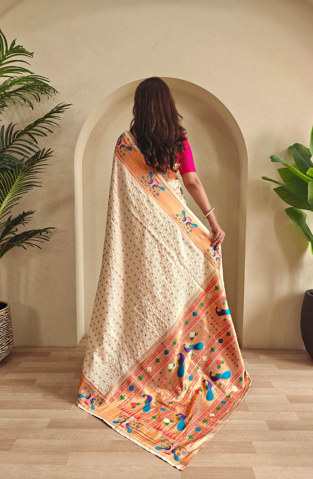 Autumn Leaves Paithani Silk Saree