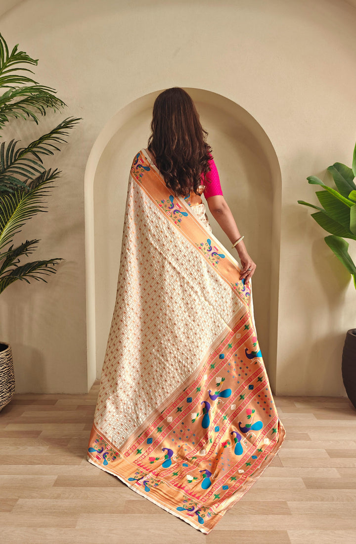 Autumn Leaves Paithani Silk Saree