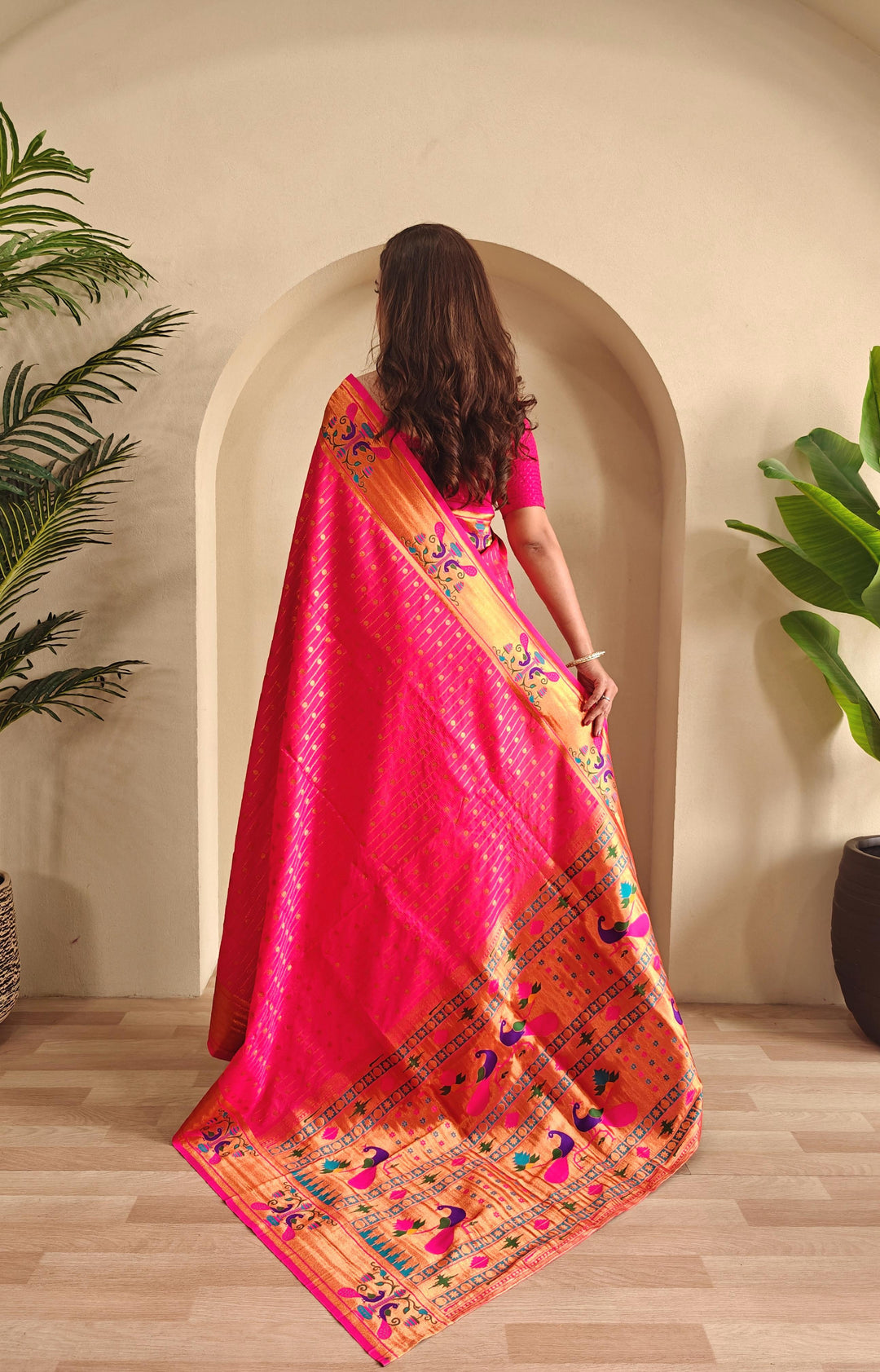 Autumn Leaves Paithani Silk Saree