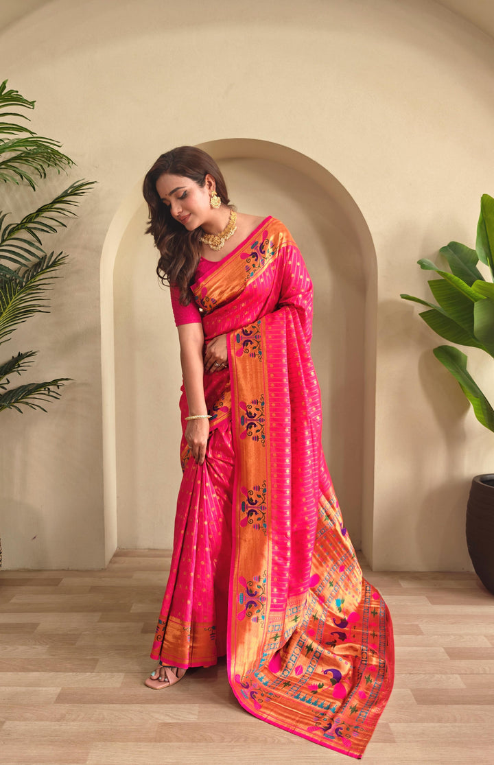 Autumn Leaves Paithani Silk Saree