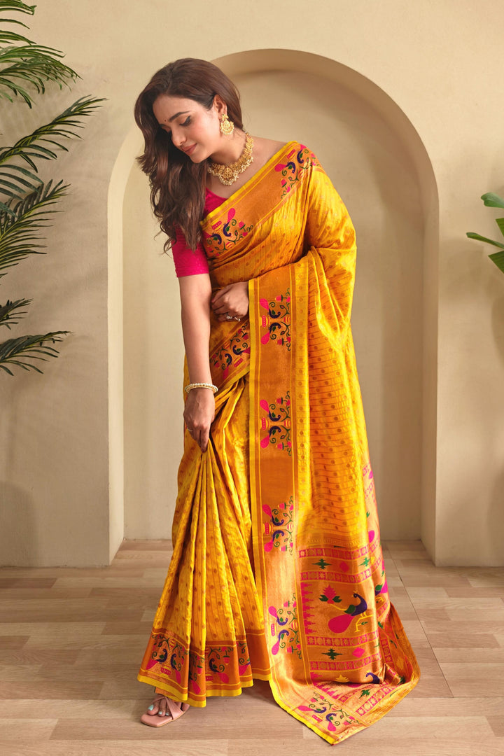 Autumn Leaves Paithani Silk Saree