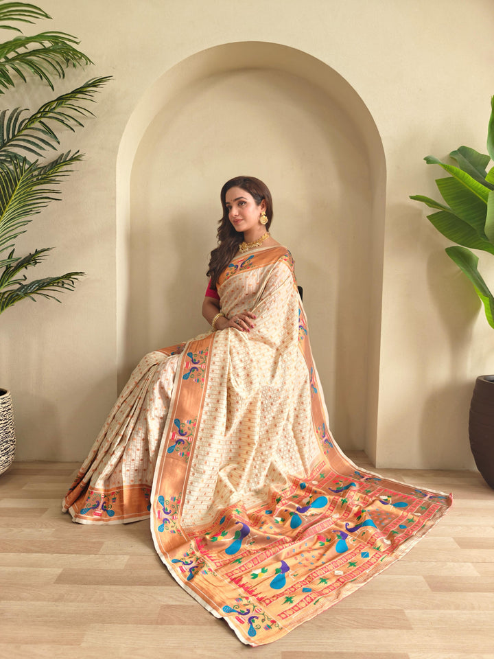 Autumn Leaves Paithani Silk Saree