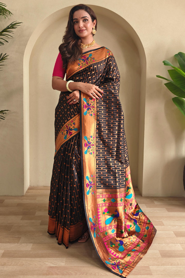 Autumn Leaves Paithani Silk Saree