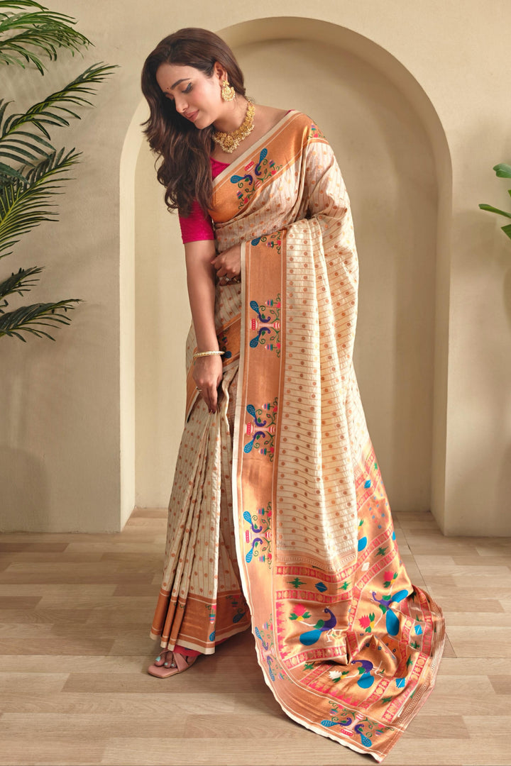 Autumn Leaves Paithani Silk Saree