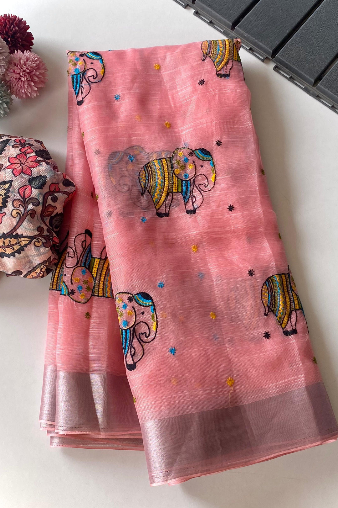 ChitraKatha Fancy Linen Silk Saree