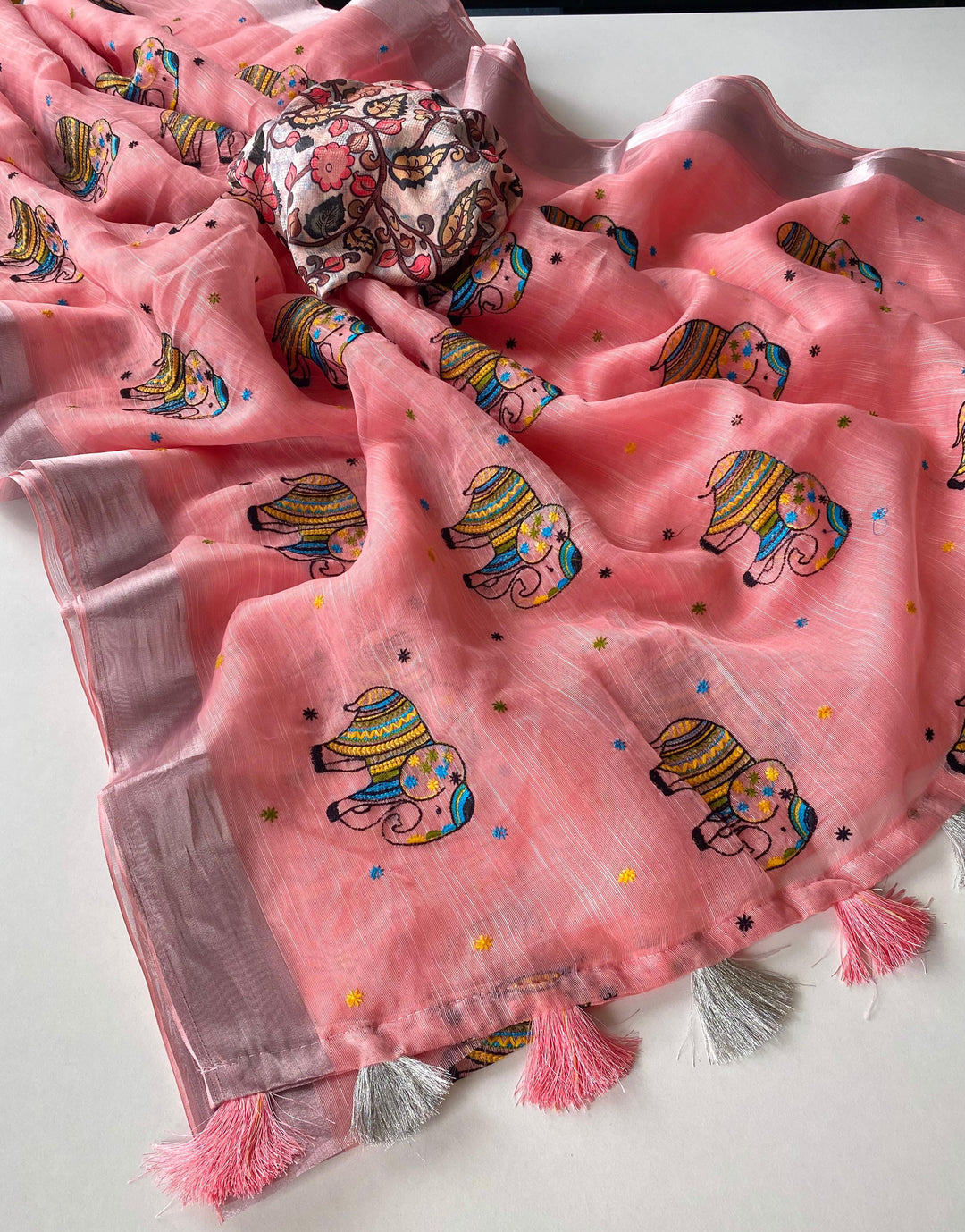 ChitraKatha Fancy Linen Silk Saree