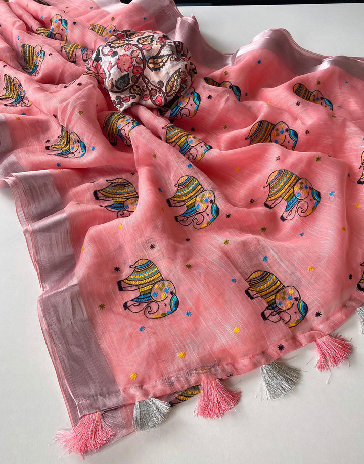 ChitraKatha Fancy Linen Silk Saree